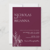 Minimalist Luxury Burgundy Wedding 招待状 (正面)