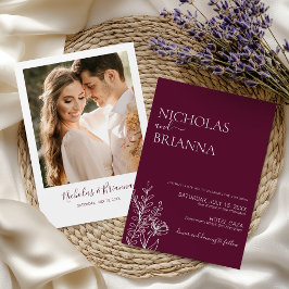 Minimalist Luxury Burgundy Wedding 招待状