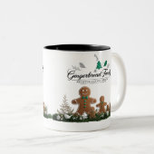 Minimalist Luxury Gingerbread Family Christmas  ツートーンマグカップ (正面右)