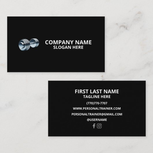 Minimalist Luxury Gym Trainer Coach Weight Fitness 名刺 (正面/裏面)