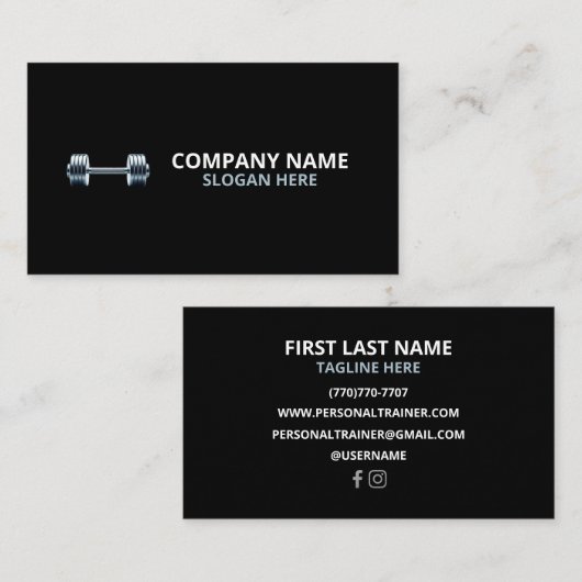 Minimalist Luxury Gym Trainer Coach Weight Fitness 名刺 (正面/裏面)