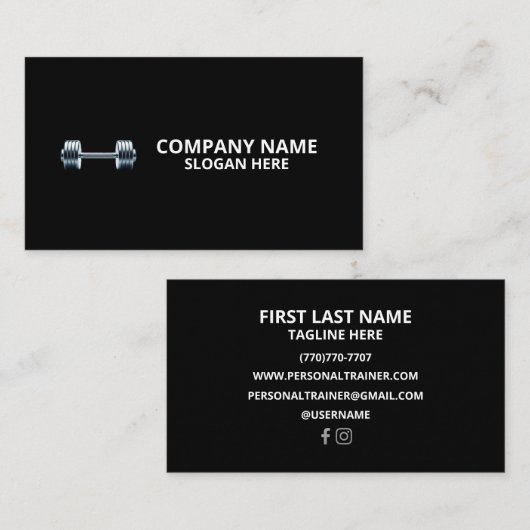 Minimalist Luxury Gym Trainer Coach Weight Fitness 名刺 (正面/裏面)