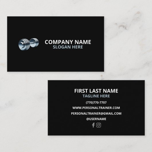 Minimalist Luxury Gym Trainer Coach Weight Fitness 名刺 (正面/裏面)