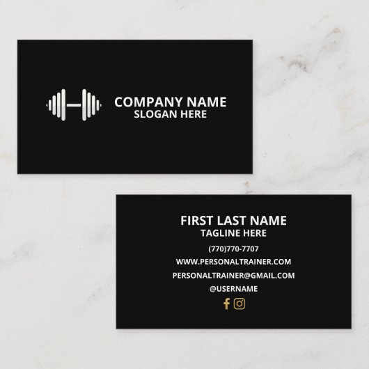 Minimalist Luxury Gym Trainer Coach Weight Fitness 名刺 (正面/裏面)