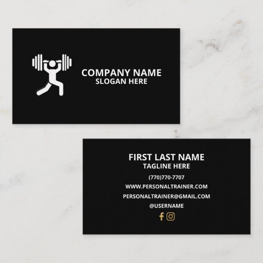 Minimalist Luxury Gym Trainer Coach Weight Fitness 名刺 (正面/裏面)