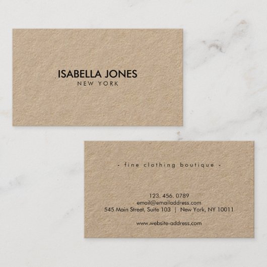 Minimalist Luxury Kraft Business Card 名刺 (正面/裏面)