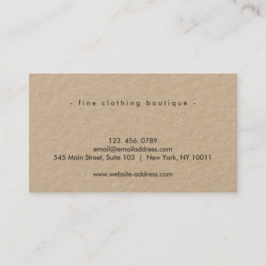 Minimalist Luxury Kraft Business Card 名刺 (裏面)