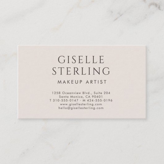 Minimalist Luxury Makeup Artist Neutral Modern 名刺 (正面)
