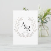 Minimalist Luxury Wedding Monogram Design 招待状 (スタンド正面)