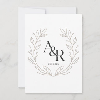 Minimalist Luxury Wedding Monogram Design 招待状
