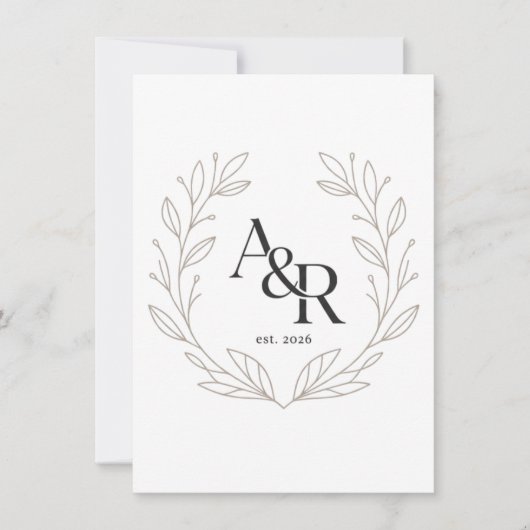 Minimalist Luxury Wedding Monogram Design 招待状 (正面)