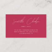 Minimalist Magenta Hot Pink Handwritten Script 名刺 (裏面)
