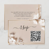 Minimalist Magnolia White Floral Wedding 出欠カード (正面/裏面)