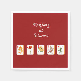 Minimalist Mahjong Flower Tiles Paper Napkin スタンダードカクテルナプキン
