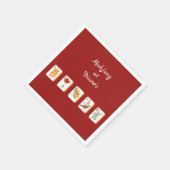 Minimalist Mahjong Flower Tiles Paper Napkin スタンダードカクテルナプキン (角)