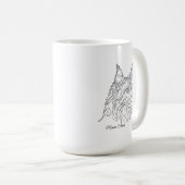 Minimalist Maine Coon Line Drawing Custom Pet Name コーヒーマグカップ (正面右)