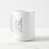 Minimalist Maine Coon Line Drawing Custom Pet Name コーヒーマグカップ (正面左)