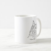Minimalist Maine Coon Line Drawing Custom Pet Name コーヒーマグカップ (正面右)