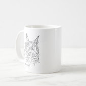 Minimalist Maine Coon Line Drawing Custom Pet Name コーヒーマグカップ (正面左)