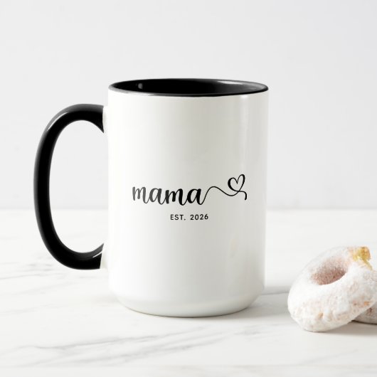 Minimalist Mama Swash Heart Script Photo マグカップ (ドーナツ付き)