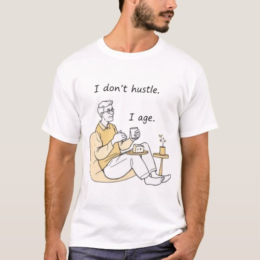 "Minimalist Man Relaxing with Cheese and Anti-Hust Tシャツ (正面)