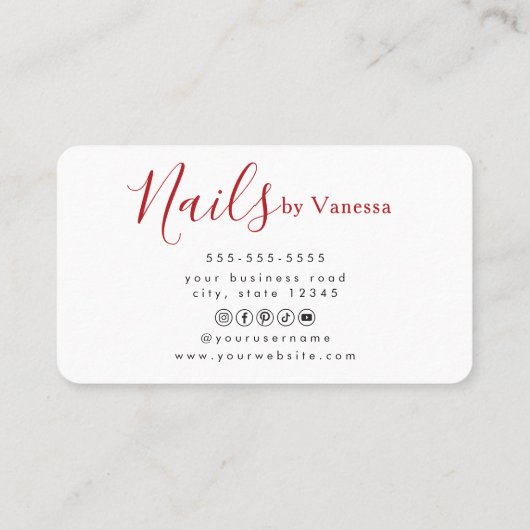 Minimalist Manicurist Nail Technician Branding 名刺 (裏面)