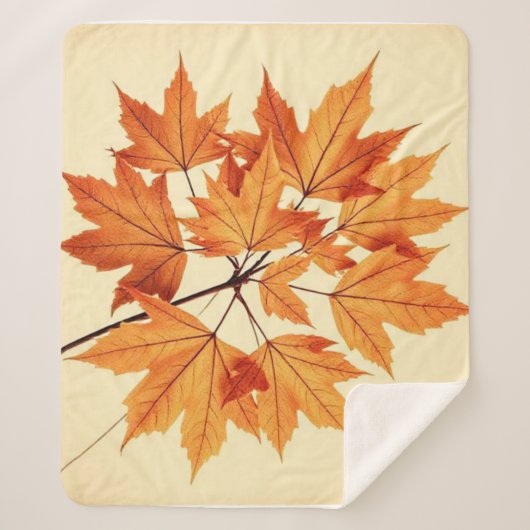 Minimalist Maple Leaves Art – Botanical Print シェルパブランケット (正面)