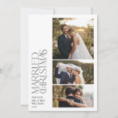 Minimalist Married Christmas Newlywed 3 Photo シーズンカード (正面)