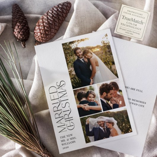 Minimalist Married Christmas Newlywed 4 Photo シーズンカード