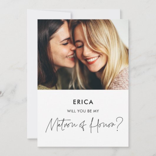 Minimalist Matron of Honor提案書の写真カード 招待状 (正面)