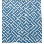 Minimalist Maze Fill Blue Pattern シャワーカーテン (正面)
