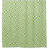 Minimalist Maze Fill Green Pattern シャワーカーテン (正面)