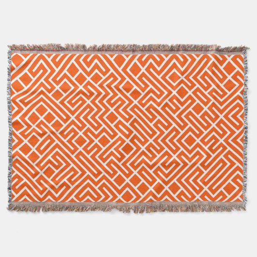Minimalist Maze Fill Orange Pattern スローブランケット (正面)