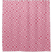 Minimalist Maze Fill Pink Pattern シャワーカーテン (正面)
