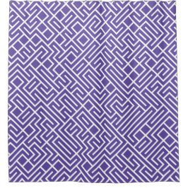 Minimalist Maze Fill Purple Pattern シャワーカーテン