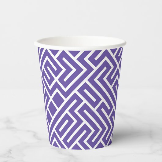 Minimalist Maze Fill Purple Pattern 紙コップ (正面)