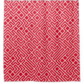 Minimalist Maze Fill Red Pattern シャワーカーテン (正面)