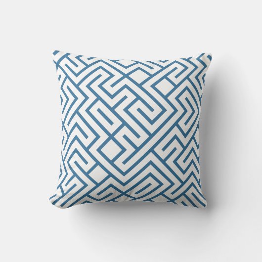 Minimalist Maze Lines Blue Pattern クッション (正面)