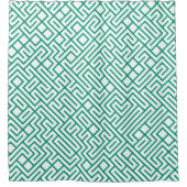 Minimalist Maze Lines Emerald Pattern シャワーカーテン (正面)