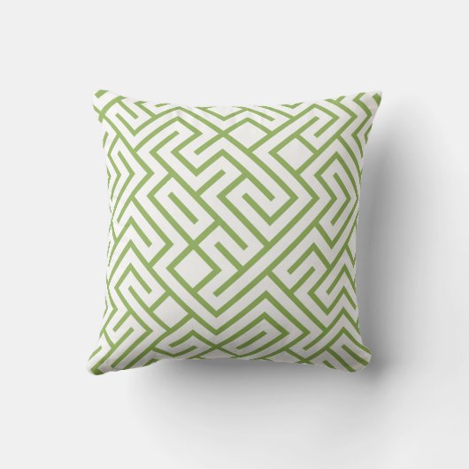 Minimalist Maze Lines Green Pattern クッション (裏面)