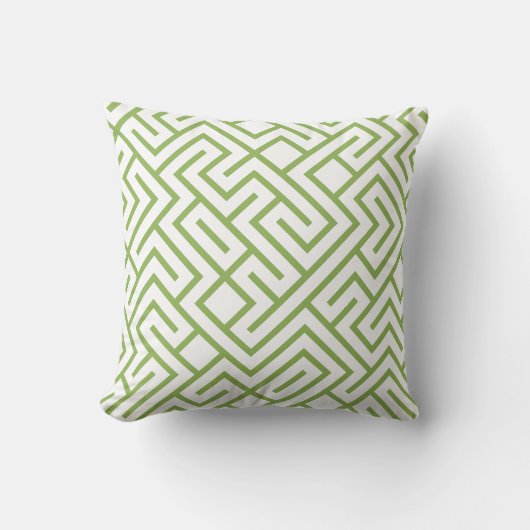 Minimalist Maze Lines Green Pattern クッション (正面)
