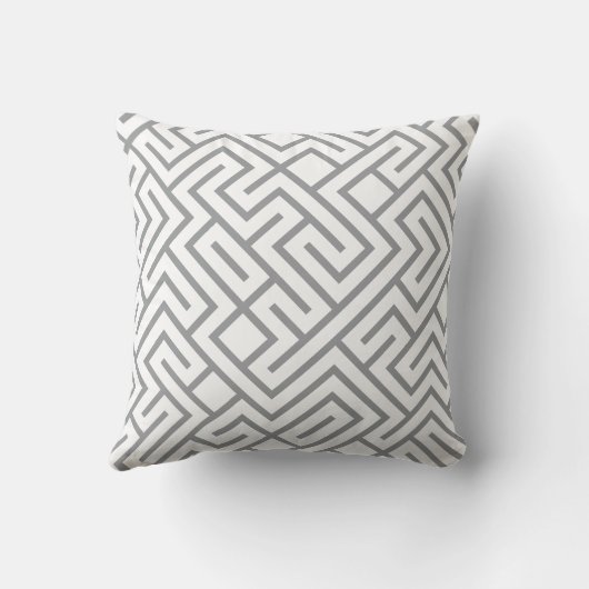 Minimalist Maze Lines Grey Pattern クッション (裏面)