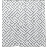 Minimalist Maze Lines Grey Pattern シャワーカーテン (正面)