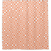 Minimalist Maze Lines Orange Pattern シャワーカーテン (正面)