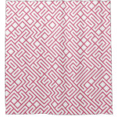 Minimalist Maze Lines Pink Pattern シャワーカーテン (正面)