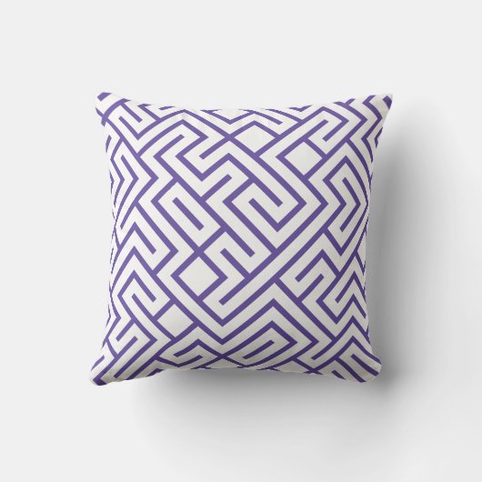 Minimalist Maze Lines Purple Pattern クッション (裏面)