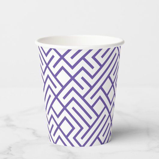 Minimalist Maze Lines Purple Pattern 紙コップ (裏面)