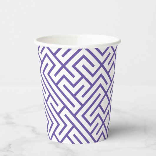Minimalist Maze Lines Purple Pattern 紙コップ (左)