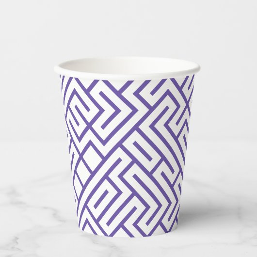Minimalist Maze Lines Purple Pattern 紙コップ (正面)