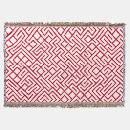 Minimalist Maze Lines Red Pattern スローブランケット